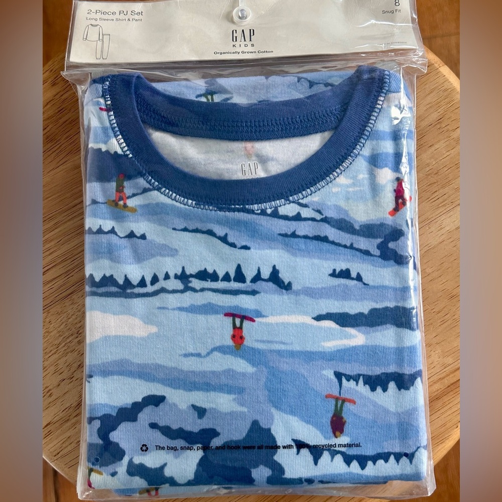 GAP Blue Ski Print Boys Pajama Set Size 8